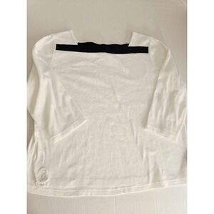 Lauren Ralph Lauren White Black Stripe Boat Nautical 3/4 Neck Sleeve Knit Top XL